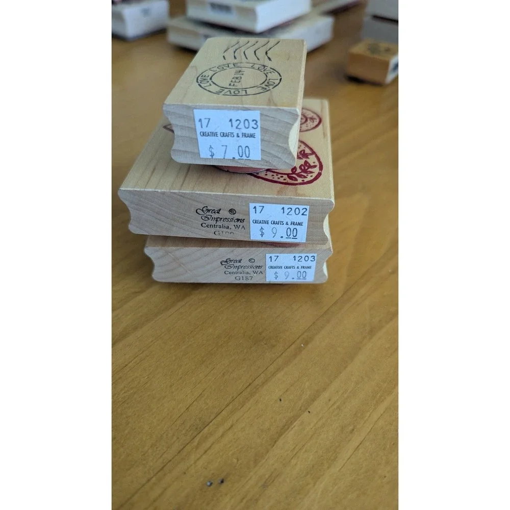 Great Impressions Wood Rubber Stamps Hearts Love‎ Set of 3 Valentine Craft